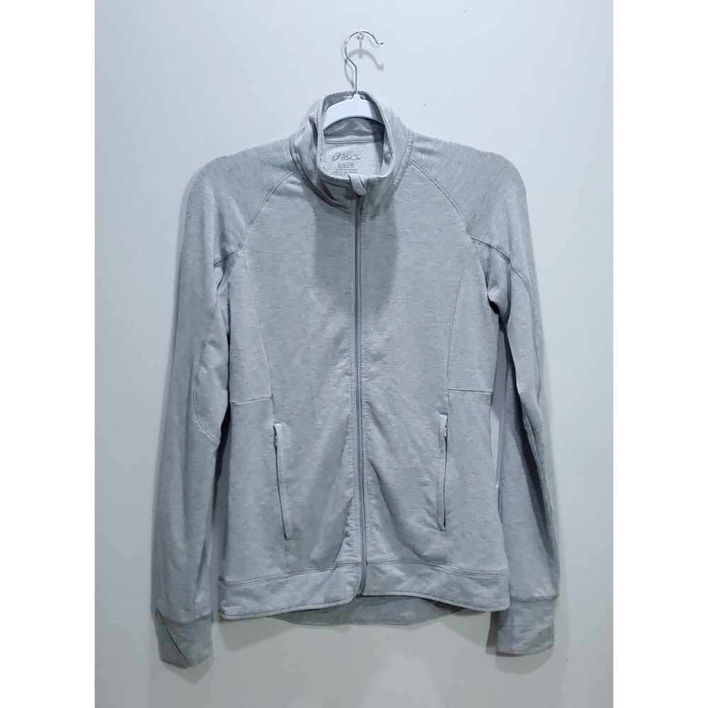 Asics Womens Full Zip Jacket Gray Size Small Polyester Ladies Sports Running
